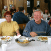 Cecile et Bernard à L'Érabilière Joly à Lotbinière en 2002.
Cecile and Bernard at L'Érabilière Joly i(sugar cabin) n Lotbinière in 2002.